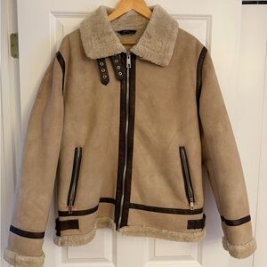 Zara Cream Faux Shearling Jacket